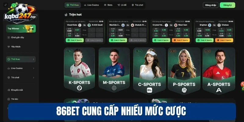 Nhà Cái Uy Tín - Bảng Xếp Hạng 10 Nhà Cái Bóng Đá Xanh Chín 8 86bet cung cấp nhiều mức cược
