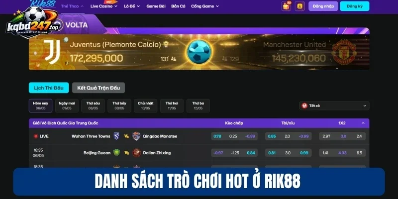 Rik88 - Cá Cược Kèo Bóng Ngon, Khuyến Mãi Cực Khủng 2 Danh sách trò chơi hot ở Rik88