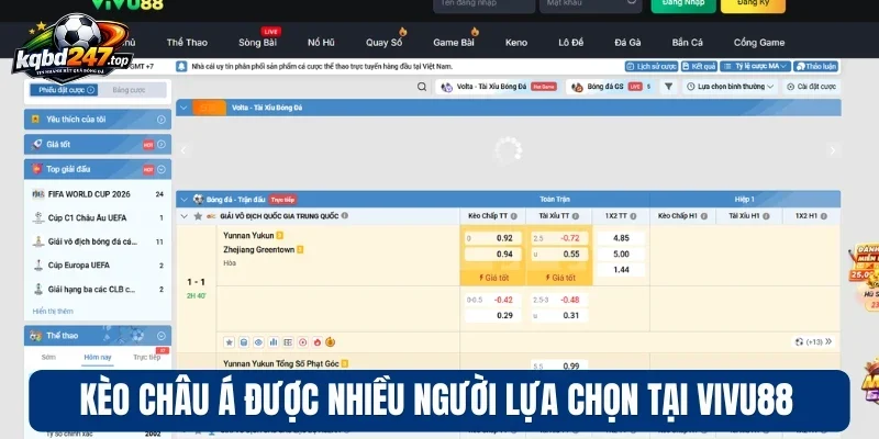 Vivu88 - Nhà Cái Bóng Đá Thống Kê Sâu, Phân Tích Chi Tiết 4 Kèo Châu Á được nhiều người lựa chọn tại Vivu88