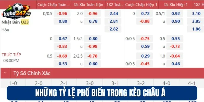 Những tỷ lệ phổ biến trong kèo châu Á 