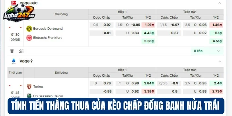 Kèo Đồng Banh Nửa Trái - Cách Đọc và Mẹo Thắng Từ Chuyên Gia 3 Tính tiền thắng thua của kèo chấp đồng banh nửa trái