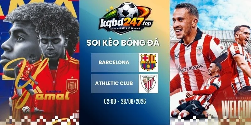 Tỷ lệ kèo Barcelona vs Athletic Club - La Liga, 28/8/2026