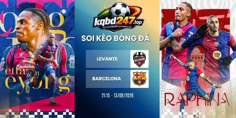 Tỷ lệ kèo Levante vs Barcelona - La Liga, 13/09/2026